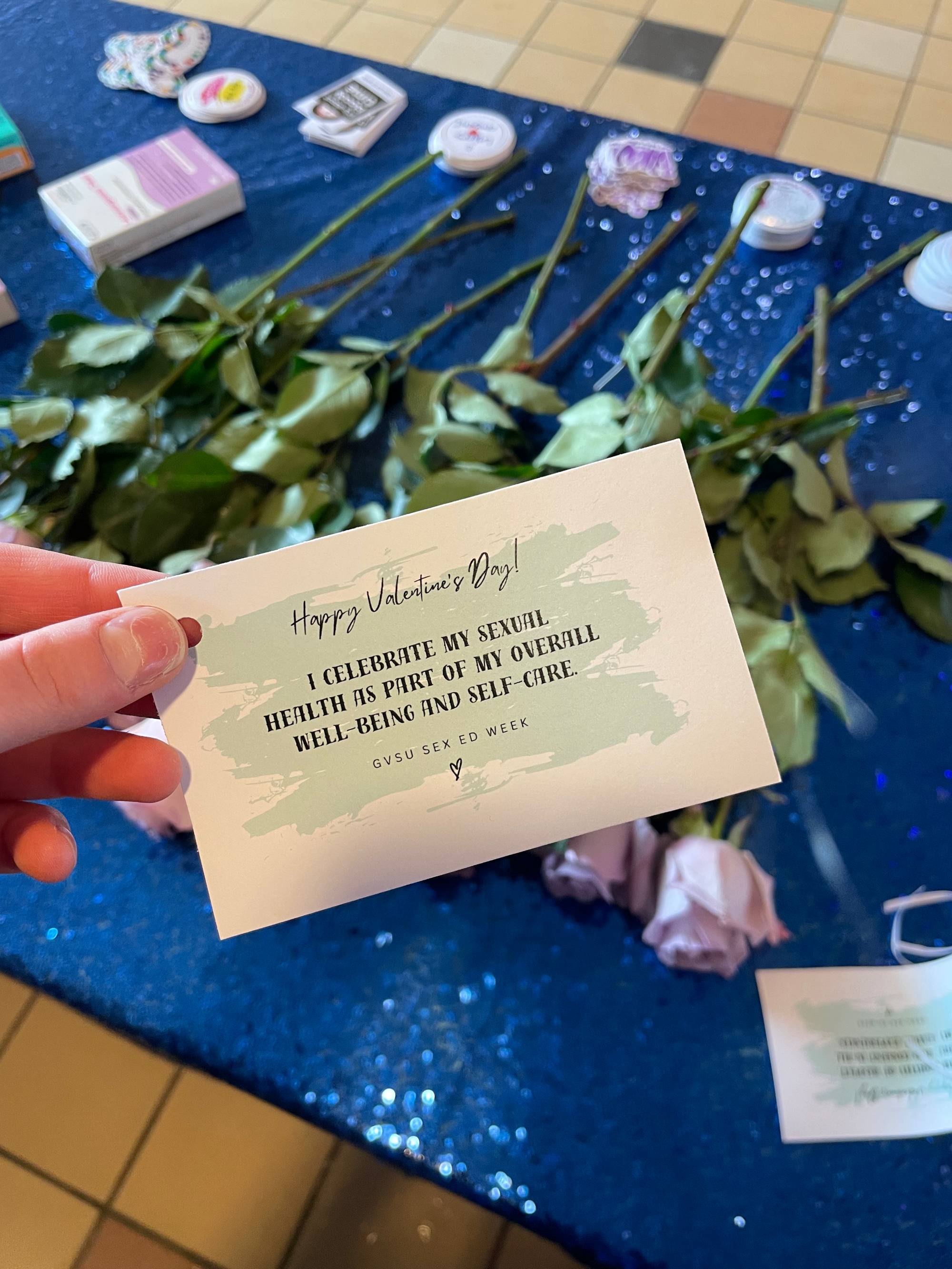 Image of an affirmation attached to a rose